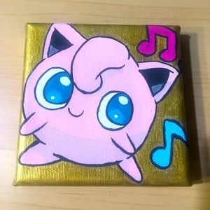 Jigglypuff Pokémon 4x4 acrylic painting on canvas